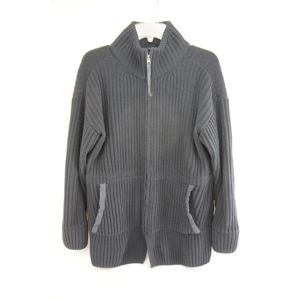 FLX Other - FLX Full Zip Sweater Large Gray Ribbed Mock Neck Pockets Excellent
